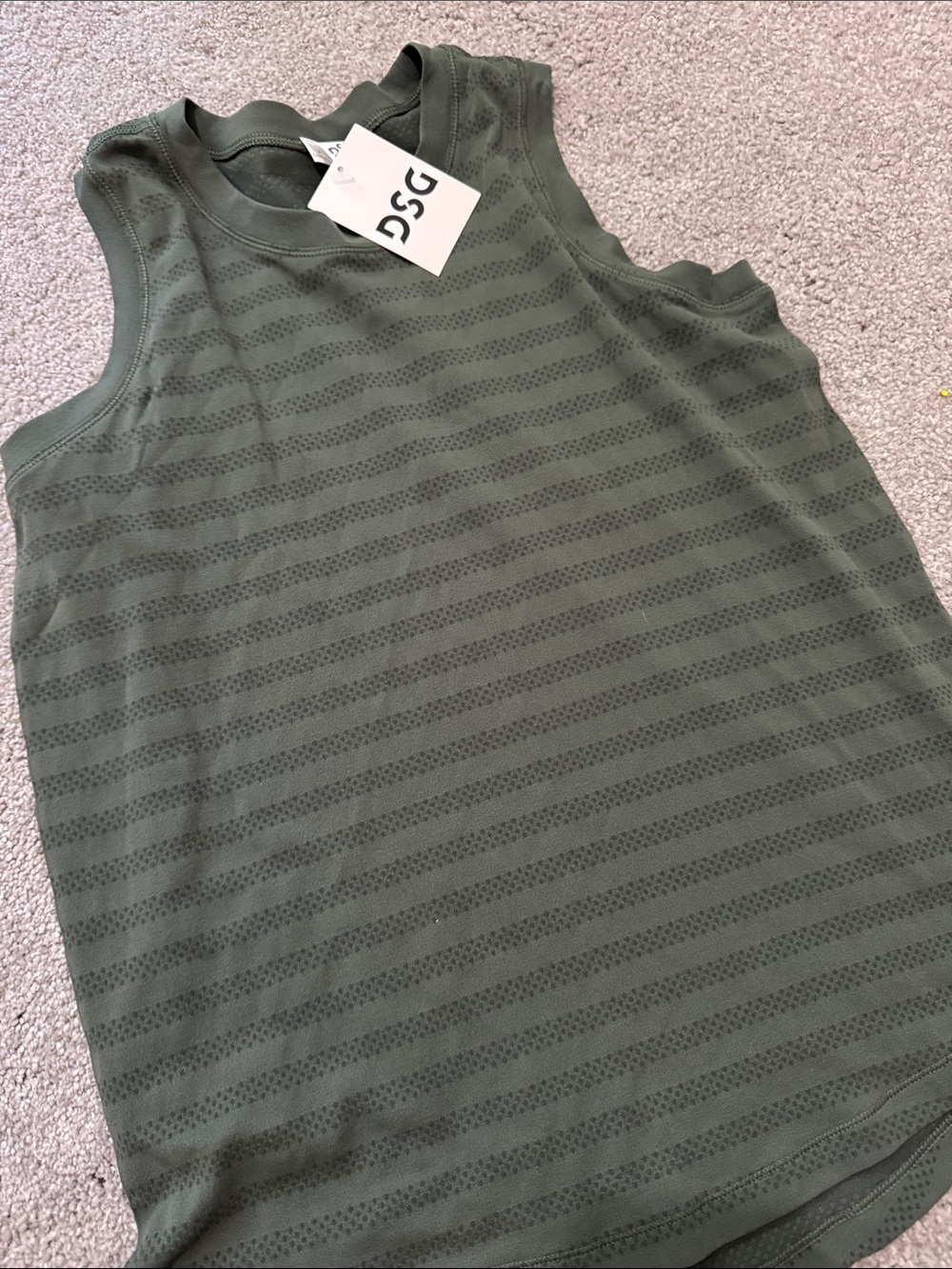 DSG Olive Striped Sleeveless Tank Top